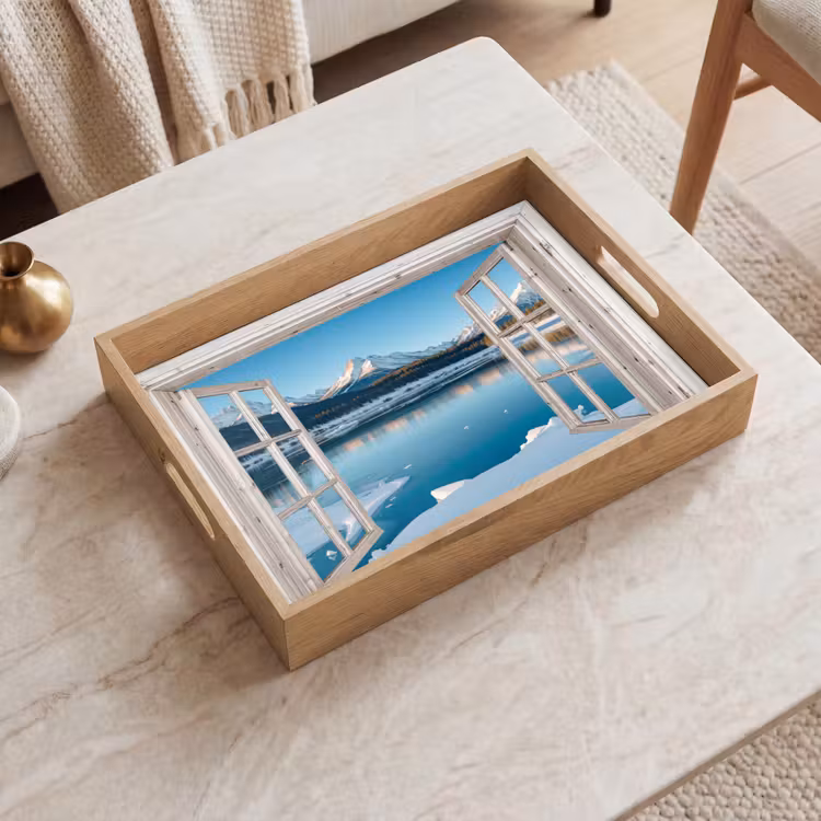 Tablett - Landschaft - Winter - See - Berg - Aussicht - Licht — 2