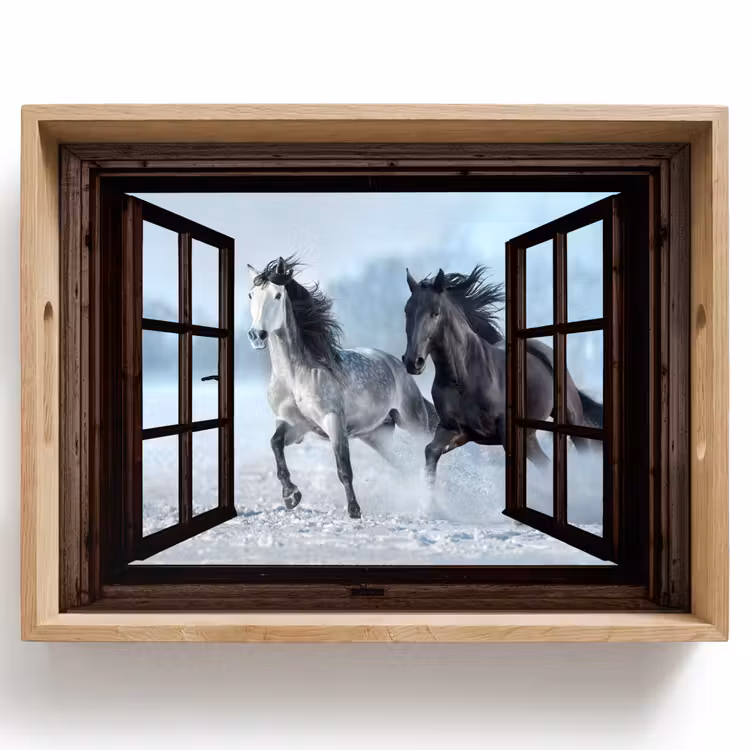 Tablett - Pferde - Winter - Tiere - Natur - Durchblicken — 1