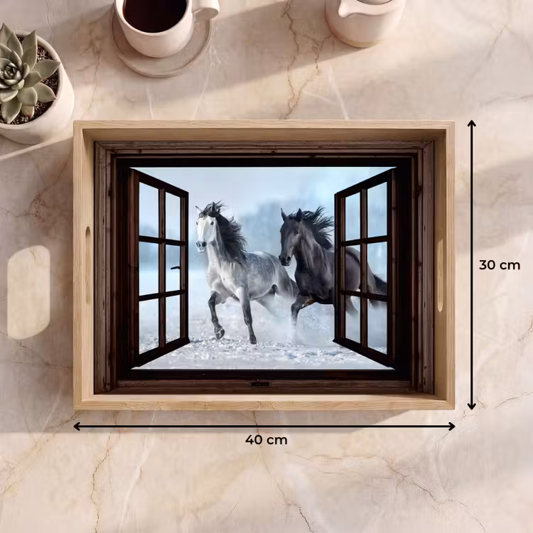 Tablett - Pferde - Winter - Tiere - Natur - Durchblicken — 9