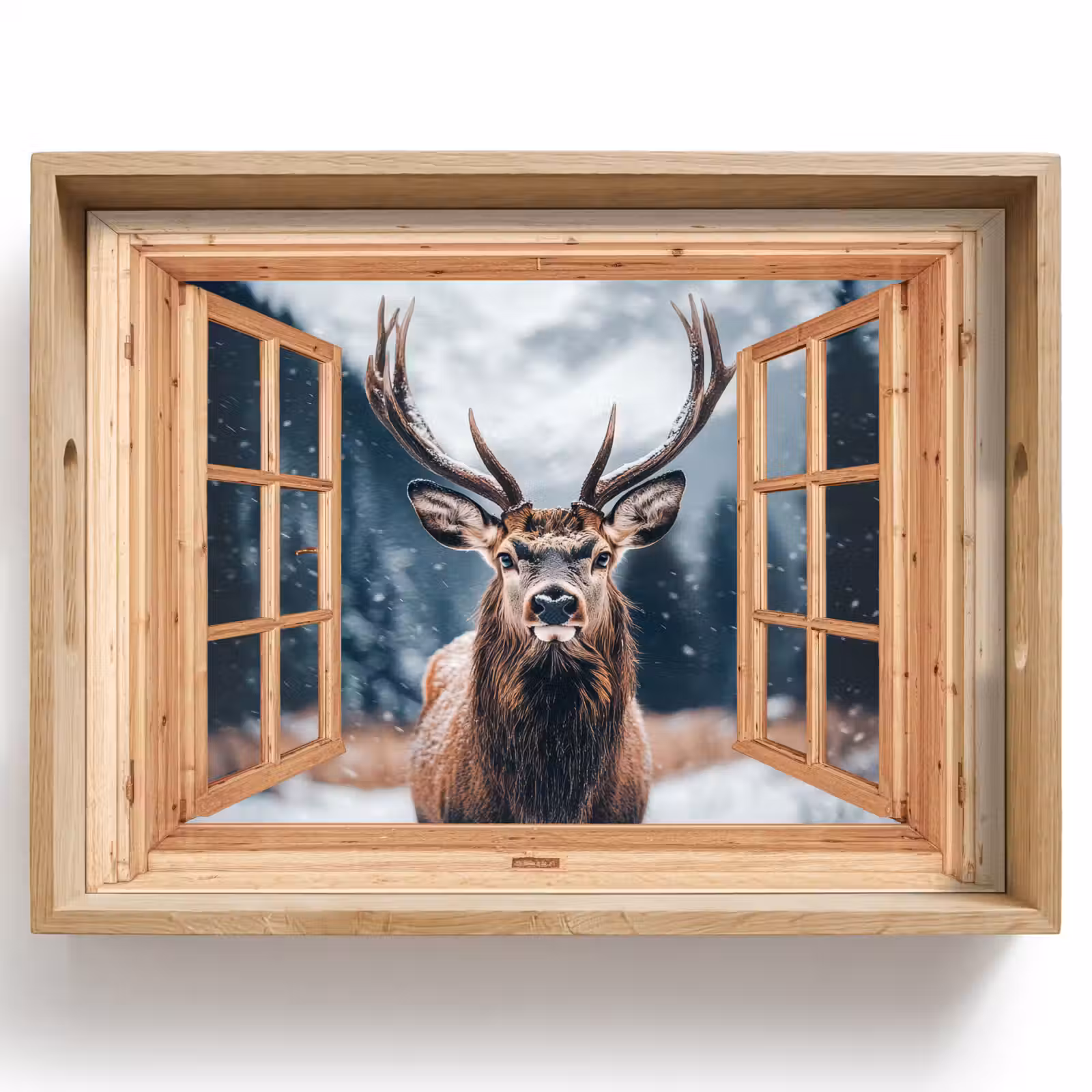 Tablett - Durchblick - Hirsche - Tiere - Winterlandschaft - Schnee — 1
