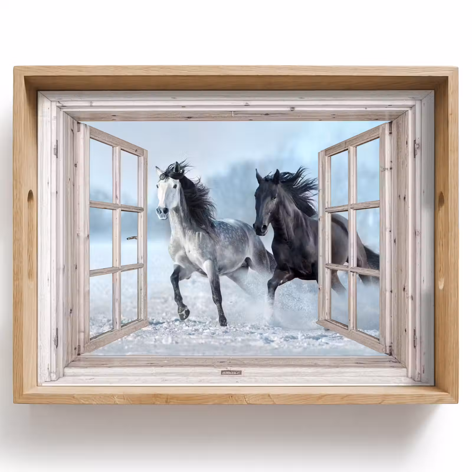 Tablett - Durchsichtig - Pferde - Winter - Tiere - Natur - Weiß — 1