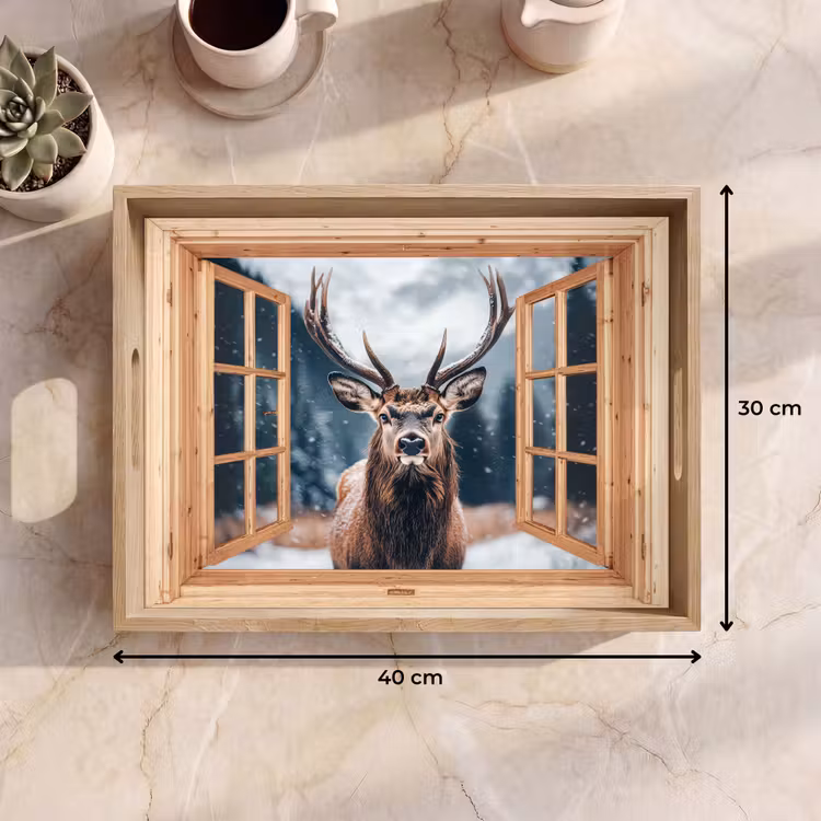 Tablett - Durchblick - Hirsche - Tiere - Winterlandschaft - Schnee — 9