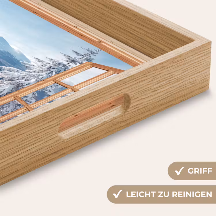 Tablett - Durchblick - Winterlandschaft - Natur - Berg - Bäume - Holz — 5