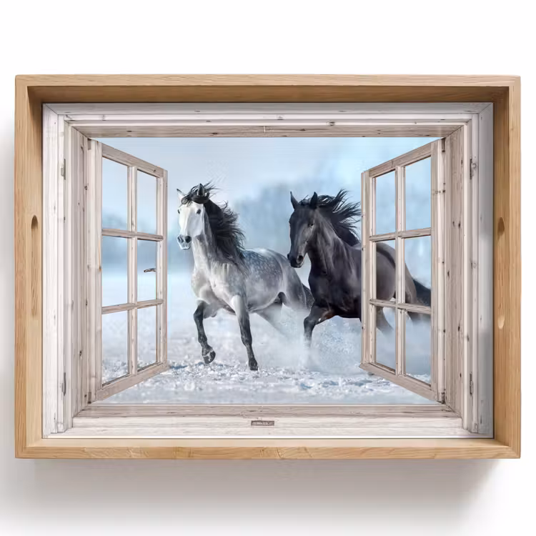 Tablett - Durchsichtig - Pferde - Winter - Tiere - Natur - Weiß — 1