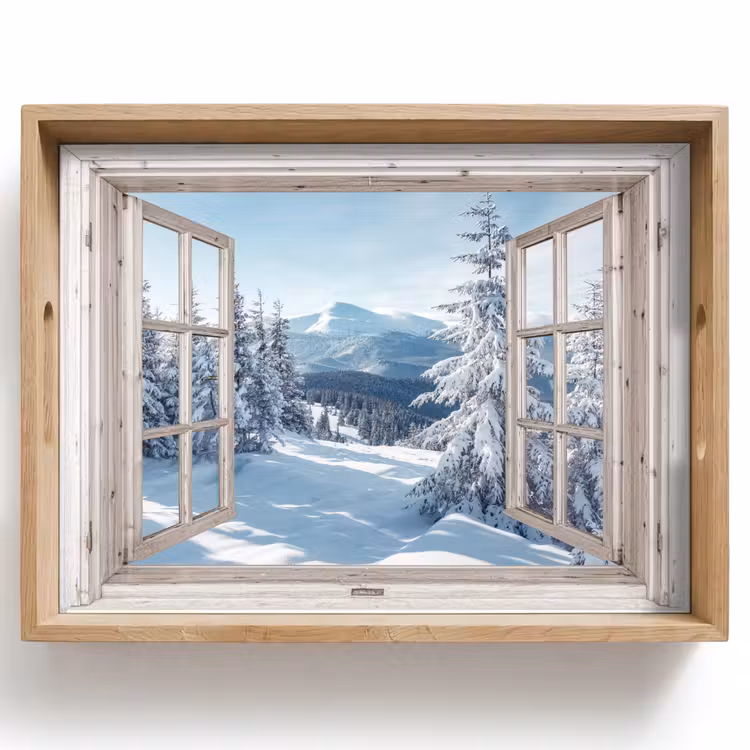 Tablett - Durchsichtig - Winter - Landschaft - Natur - Berg - Bäume - Weiß — 1