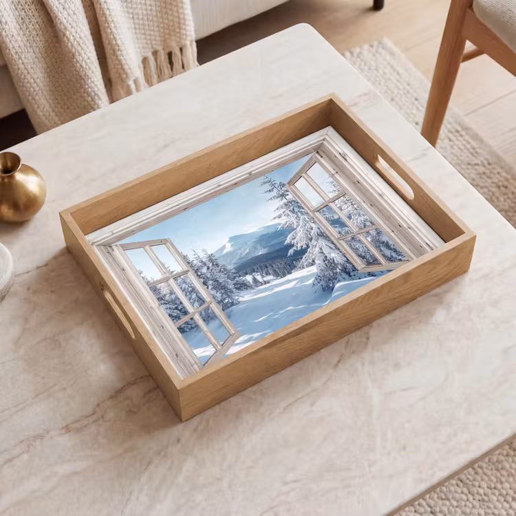 Tablett - Durchsichtig - Winter - Landschaft - Natur - Berg - Bäume - Weiß — 2