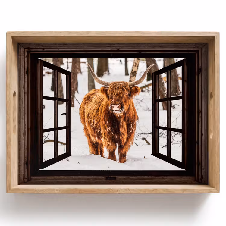Tablett - Schottischer Highlander - Schnee - Natur - Tiere - Durchsichtig - Winter — 1