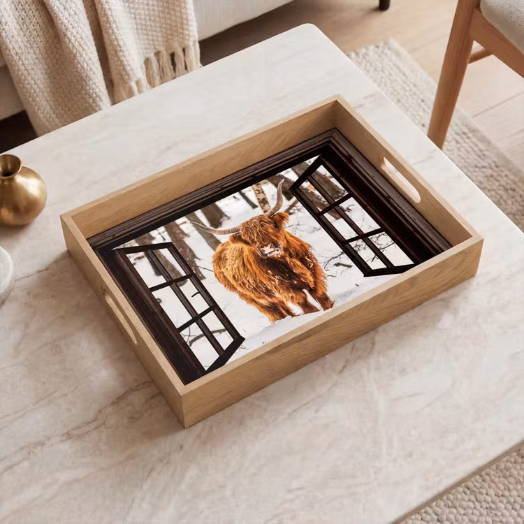 Tablett - Schottischer Highlander - Schnee - Natur - Tiere - Durchsichtig - Winter — 2