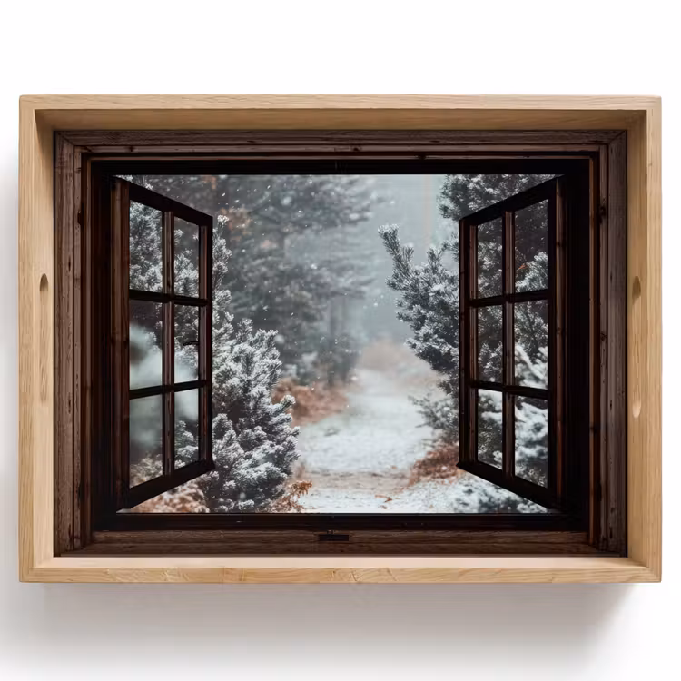 Tablett - Wald - Winter - Bäume - Natur - Weg - Aussicht — 1
