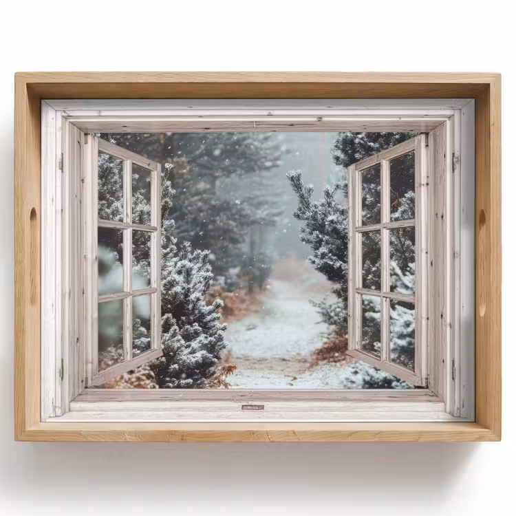 Tablett - Wald - Winter - Bäume - Natur - Weg - Aussicht - Weiß — 1