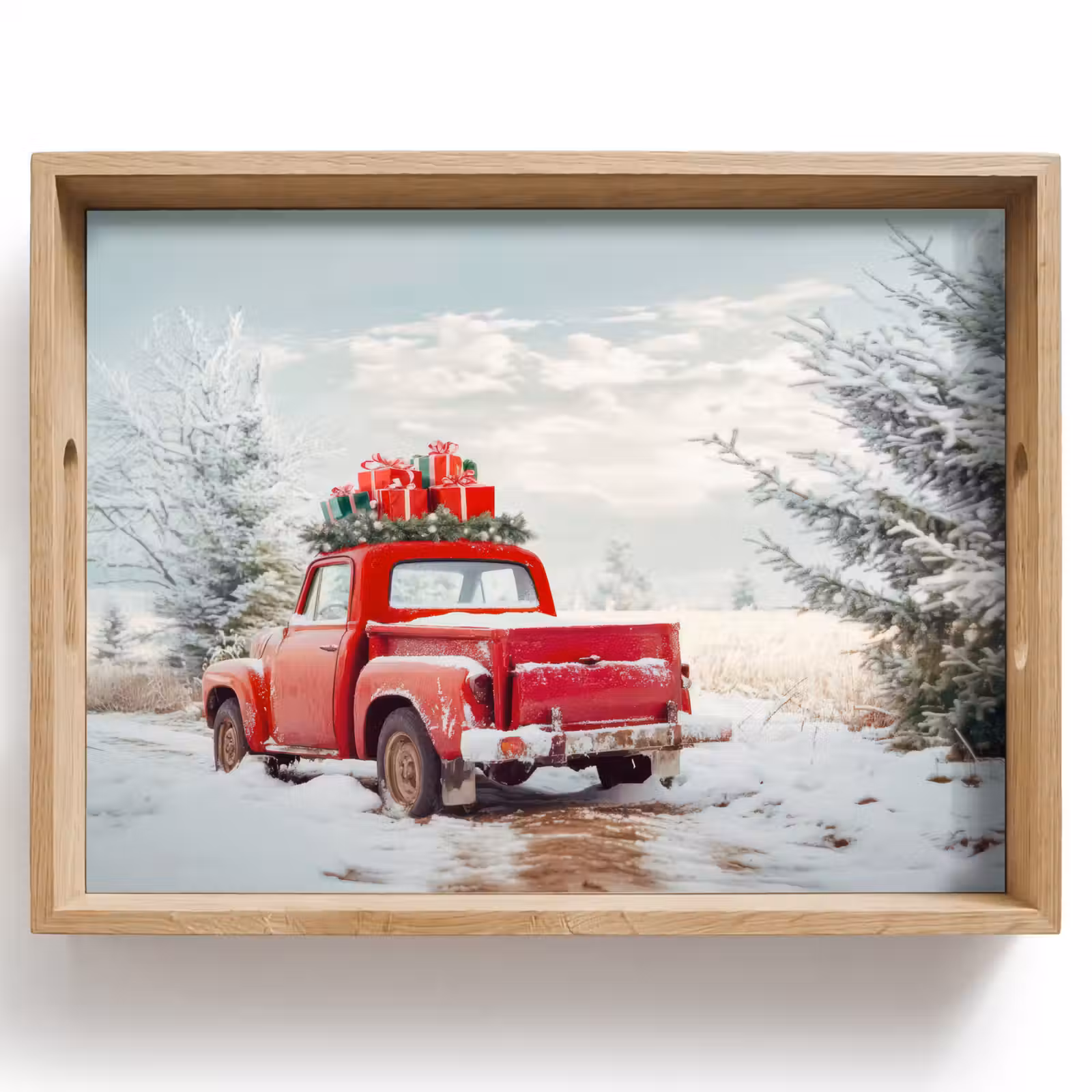 Tablett - Auto - Rot - Geschenke - Winter - Schnee - Weihnachten — 1