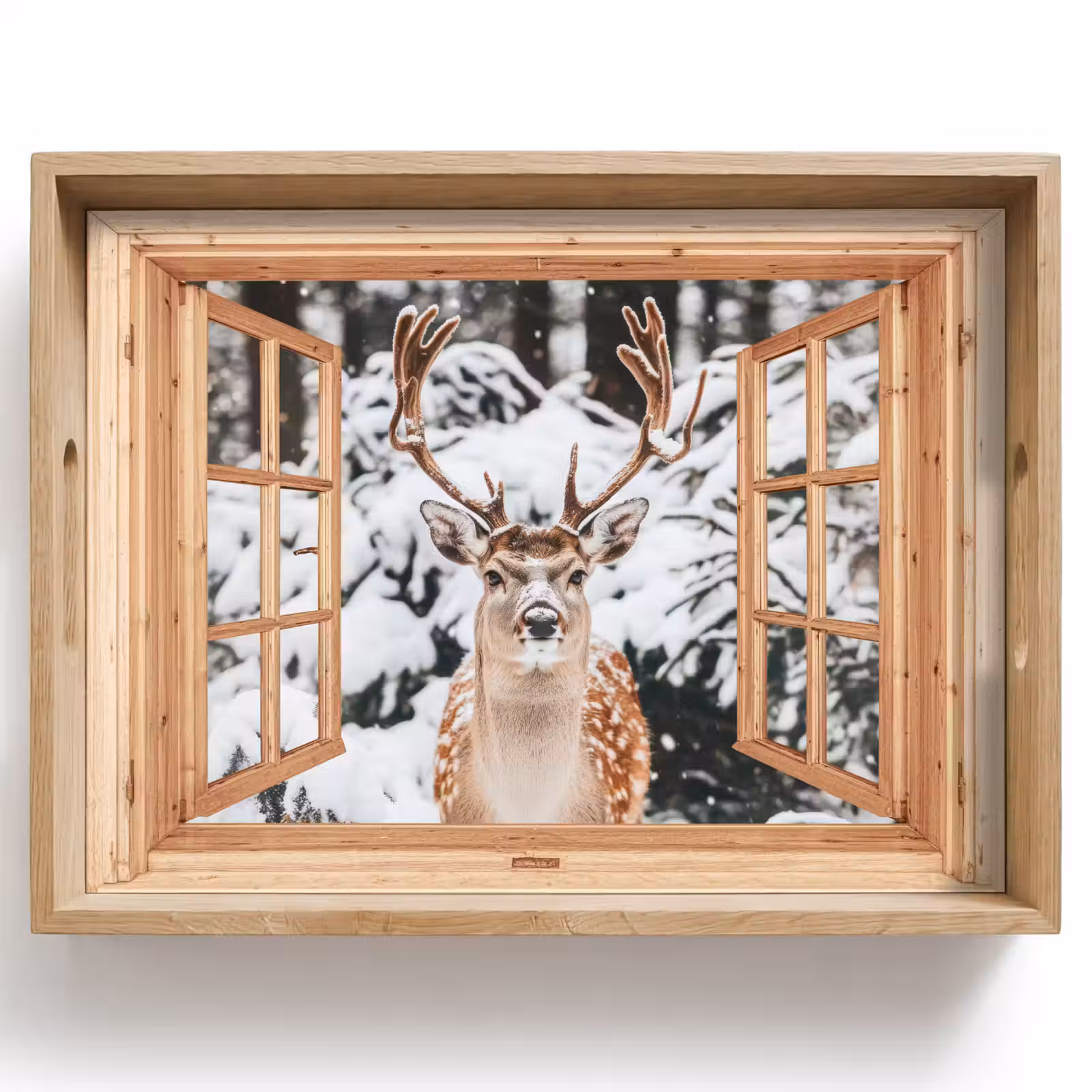 Tablett - Durchsichtig - Hirsche - Schnee - Winter - Wald - Tiere — 1