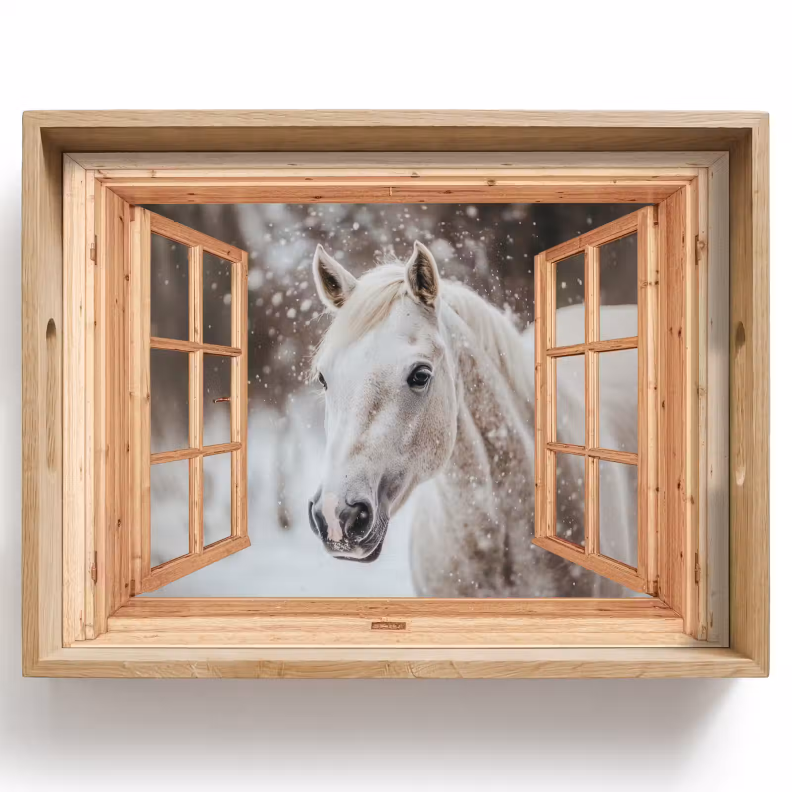 Tablett - Durchsichtig - Pferd - Weiß - Winter - Tiere — 1
