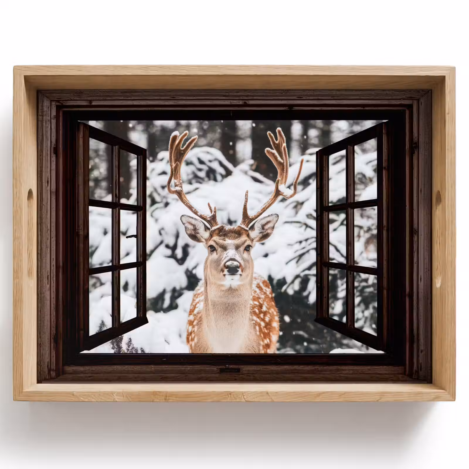 Tablett - Hirsche - Schnee - Winter - Wald - Tiere - Durchblicken — 1