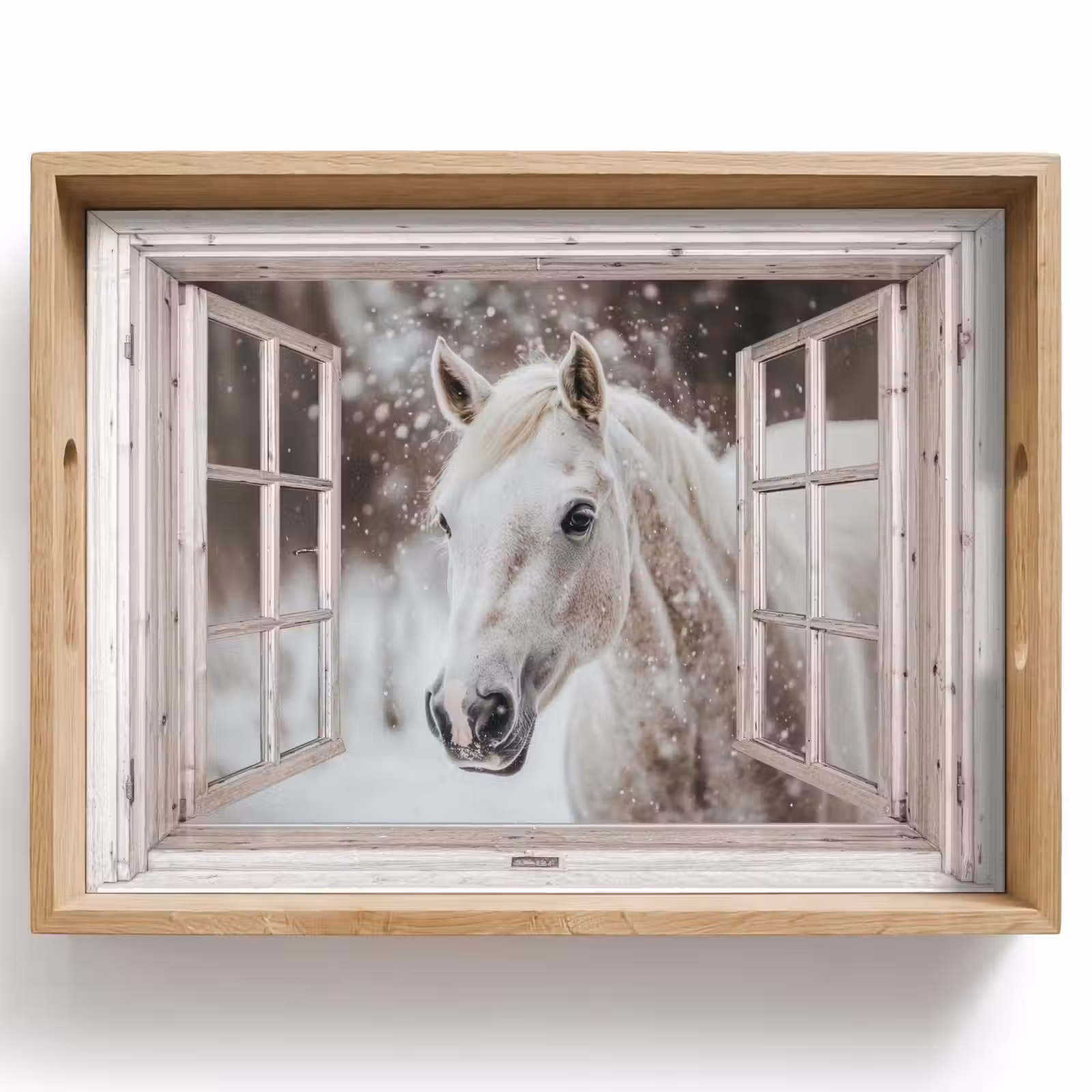 Tablett - Pferd - Weiß - Winter - Schnee - Durchsichtig - Tiere — 1
