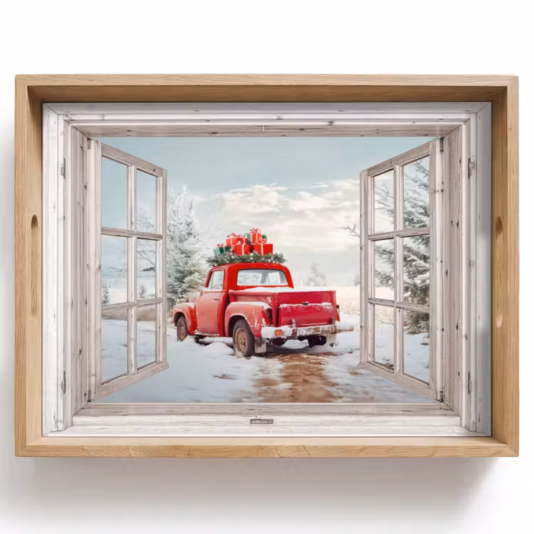 Tablett - Auto - Rot - Geschenke - Winter - Weihnachten - Durchsichtig - Weiß — 1