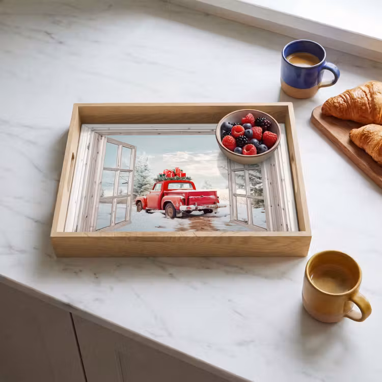 Tablett - Auto - Rot - Geschenke - Winter - Weihnachten - Durchsichtig - Weiß — 4