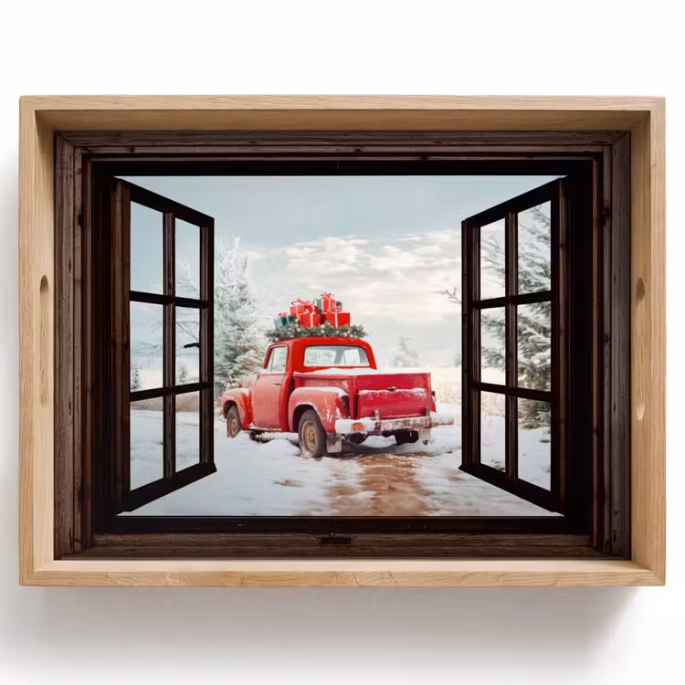Tablett - Durchsichtig - Auto - Rot - Geschenke - Winterlandschaft - Weihnachten — 1