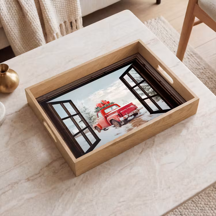 Tablett - Durchsichtig - Auto - Rot - Geschenke - Winterlandschaft - Weihnachten — 2