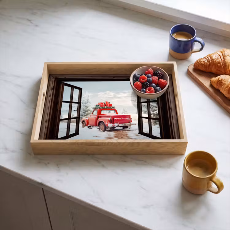 Tablett - Durchsichtig - Auto - Rot - Geschenke - Winterlandschaft - Weihnachten — 4