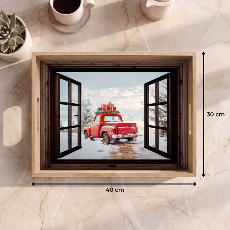 Tablett - Durchsichtig - Auto - Rot - Geschenke - Winterlandschaft - Weihnachten — 9