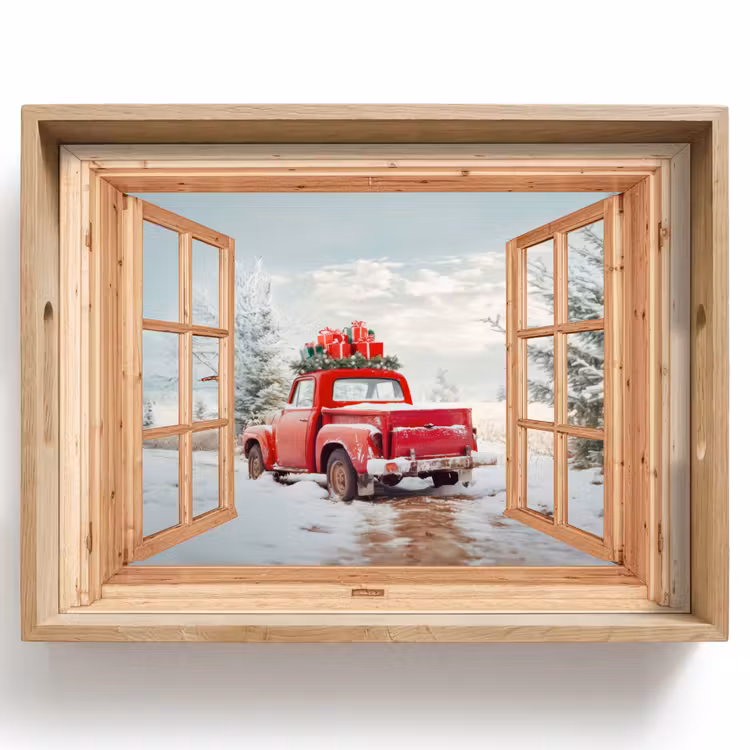 Tablett - Durchsichtig - Auto - Weihnachten - Geschenke - Winter - Landschaft — 1