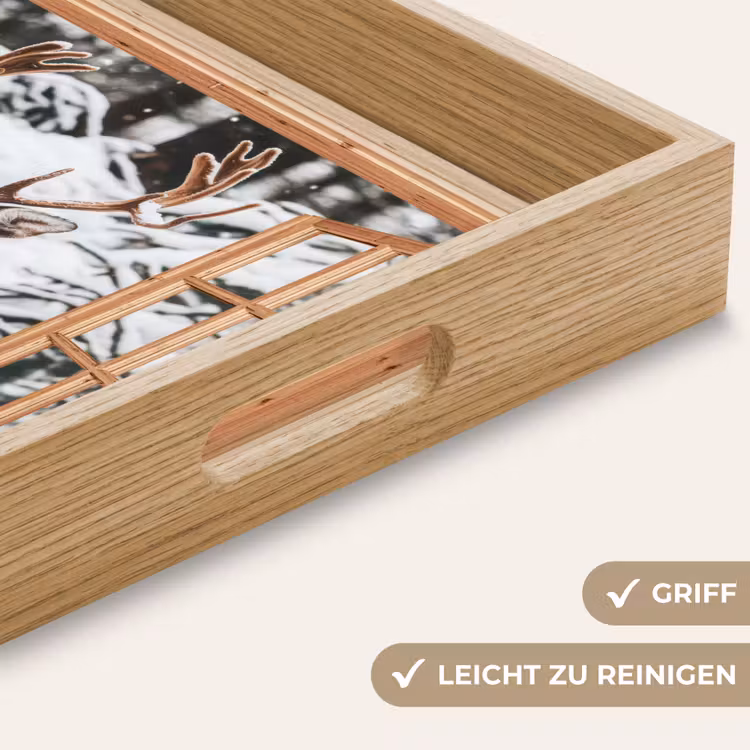 Tablett - Durchsichtig - Hirsche - Schnee - Winter - Wald - Tiere — 5