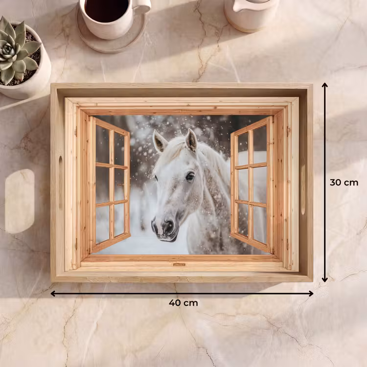 Tablett - Durchsichtig - Pferd - Weiß - Winter - Tiere — 9