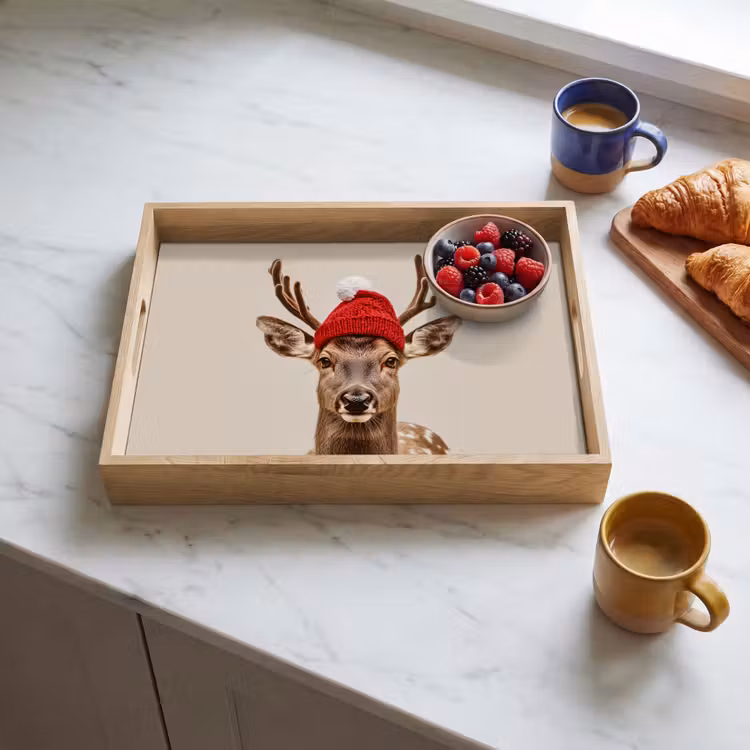 Tablett - Hirsch - Weihnachten - Hut - Tiere - Winter - Lustig — 4