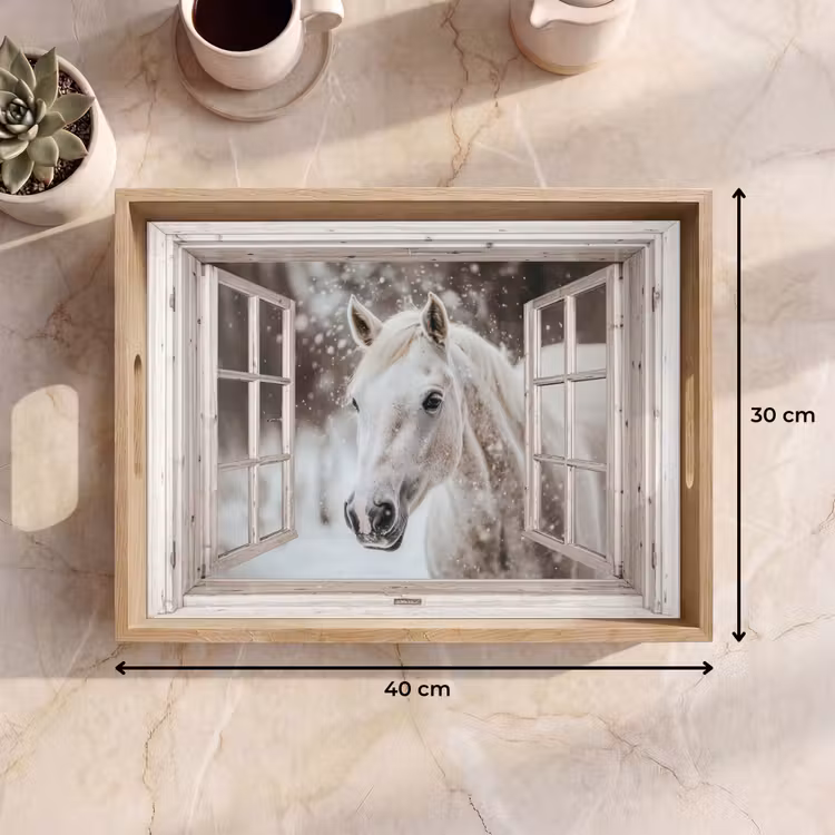 Tablett - Pferd - Weiß - Winter - Schnee - Durchsichtig - Tiere — 9