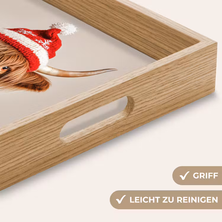 Tablett - Schottischer Highlander - Weihnachten - Mütze - Pullover - Winter — 5