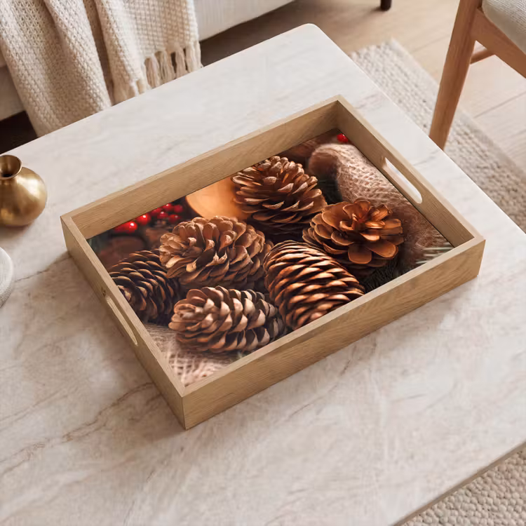 Tablett - Tannenzapfen - Baum - Winter - Natur - Braun — 2