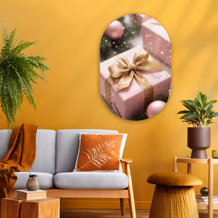 Glasbild Oval - Geschenk – Weihnachten – Rosa — 3