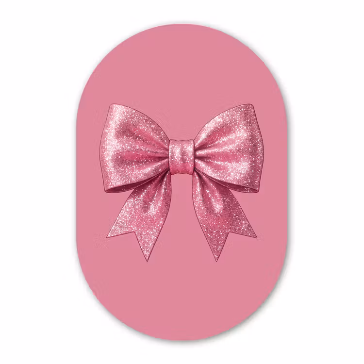 Glasbild Oval - Rosa Schleife – Glitzer — 1