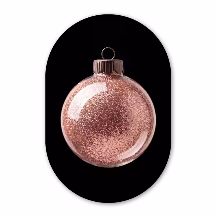 Glasbild Oval - Weihnachtskugel – Roségold – Weihnachten — 1