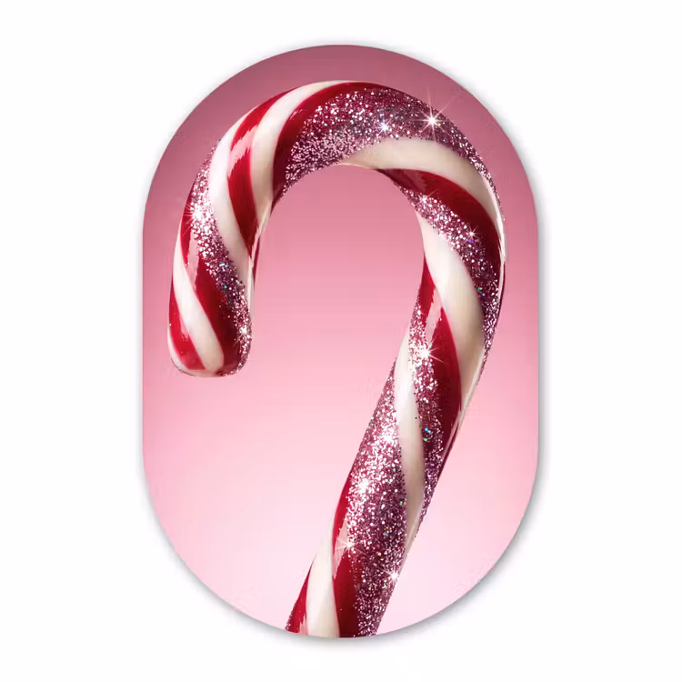 Glasbild Oval - Zuckerstange – Glitzernd – Rosa — 1