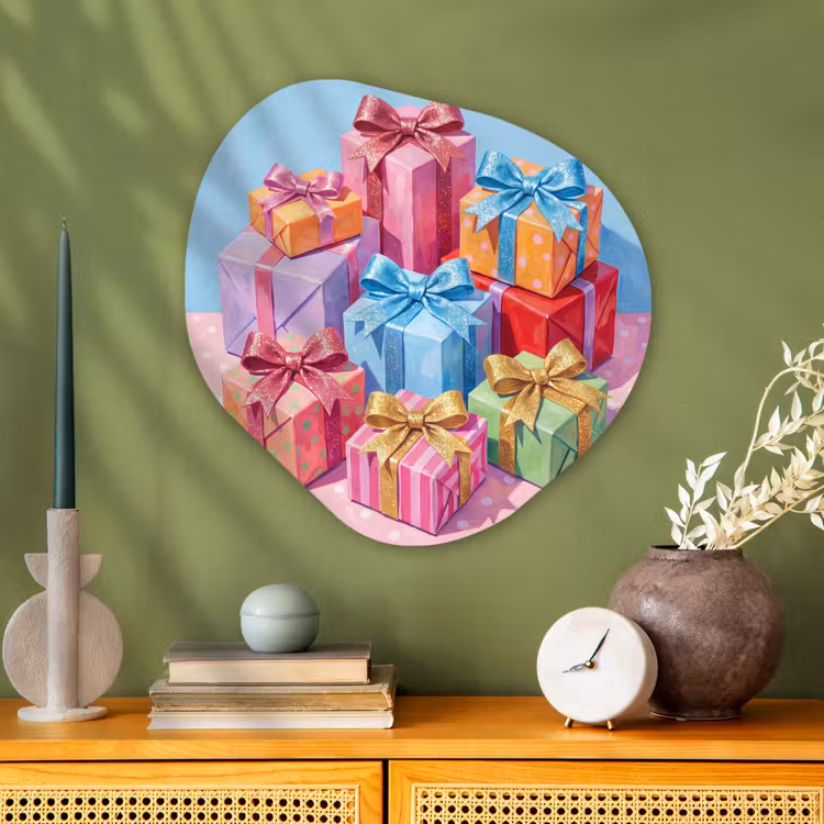 Glasbild Organische Form - Geschenke – Fest – Bunt — 2