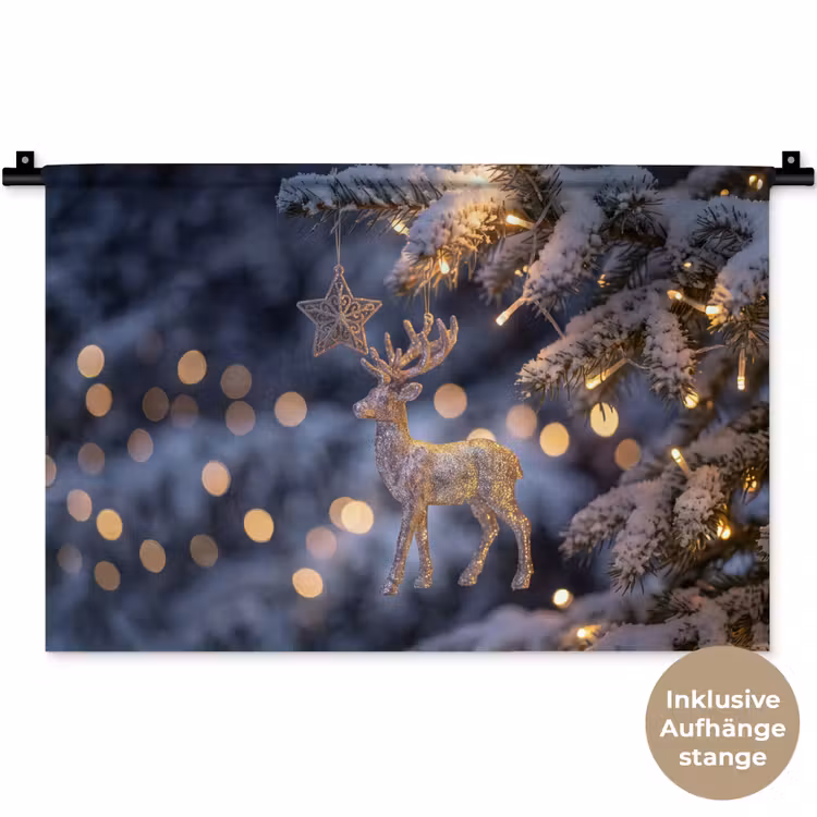 Wandteppich - Rentier – Weihnachten – Schnee — 9