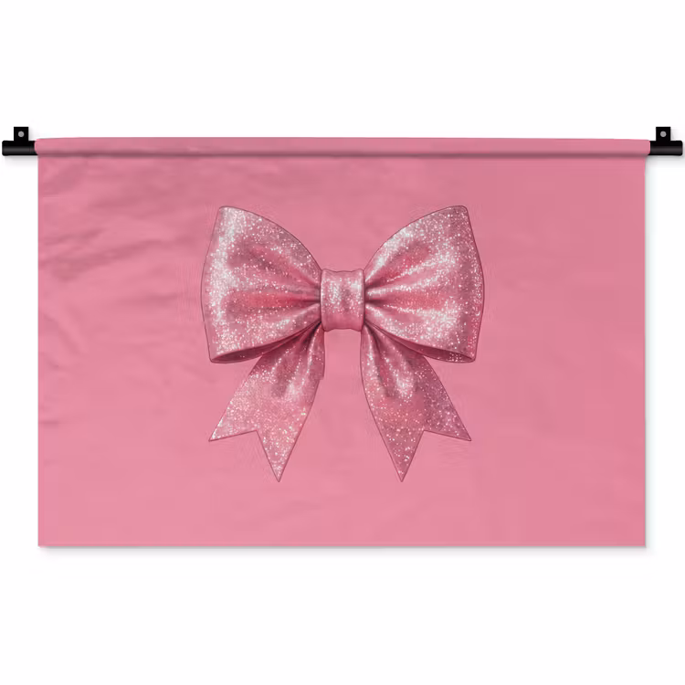 Wandteppich - Rosa Schleife – Glitzer — 1