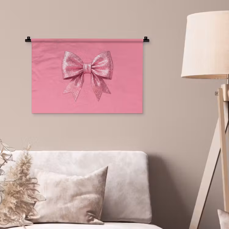 Wandteppich - Rosa Schleife – Glitzer — 2