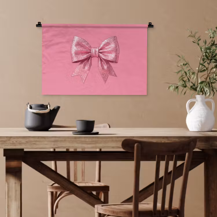 Wandteppich - Rosa Schleife – Glitzer — 3