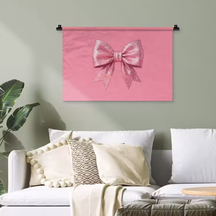 Wandteppich - Rosa Schleife – Glitzer — 4