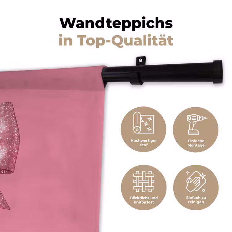 Wandteppich - Rosa Schleife – Glitzer — 7