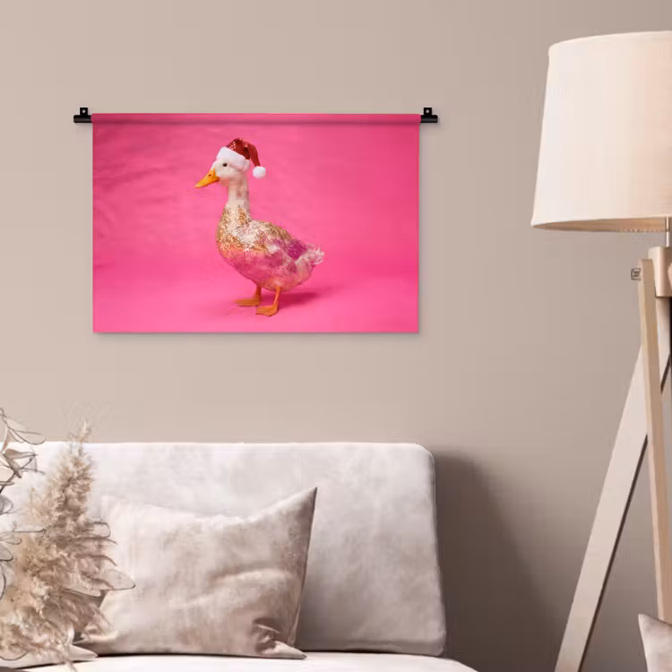 Wandteppich - Vogel – Weihnachten – Rosa — 2