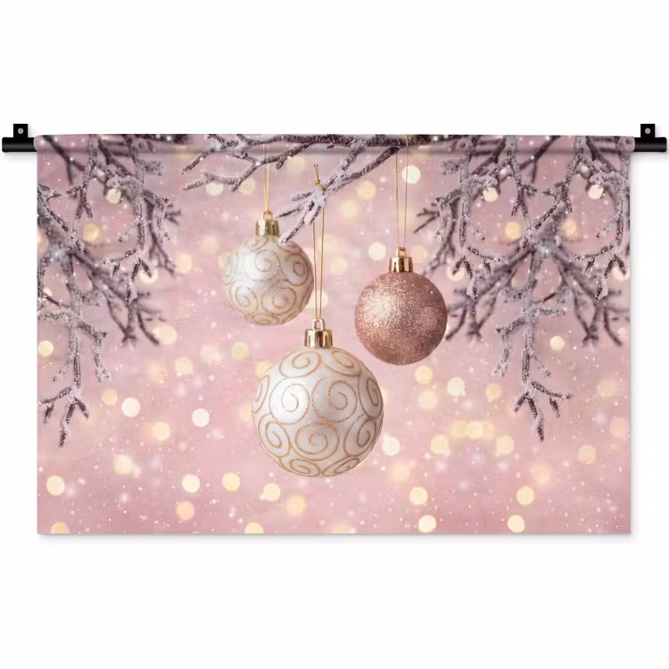 Wandteppich - Weihnachtskugel – Rosa – Winter — 1