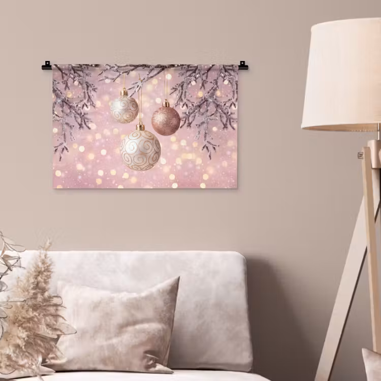 Wandteppich - Weihnachtskugel – Rosa – Winter — 2