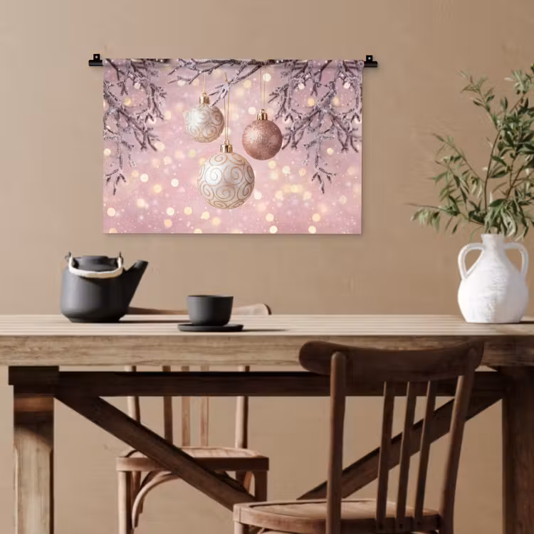 Wandteppich - Weihnachtskugel – Rosa – Winter — 3