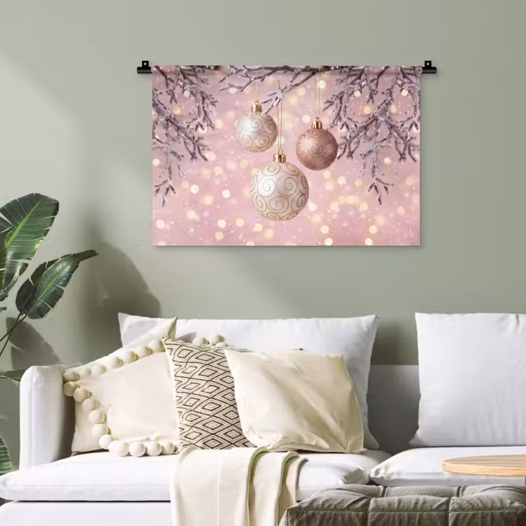 Wandteppich - Weihnachtskugel – Rosa – Winter — 4