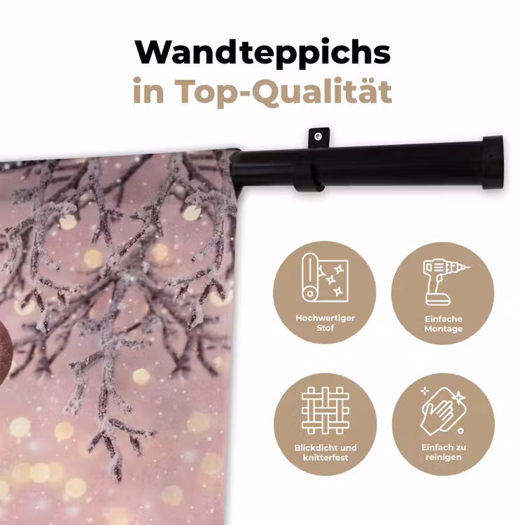 Wandteppich - Weihnachtskugel – Rosa – Winter — 7