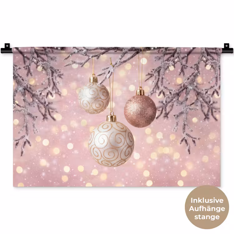 Wandteppich - Weihnachtskugel – Rosa – Winter — 9